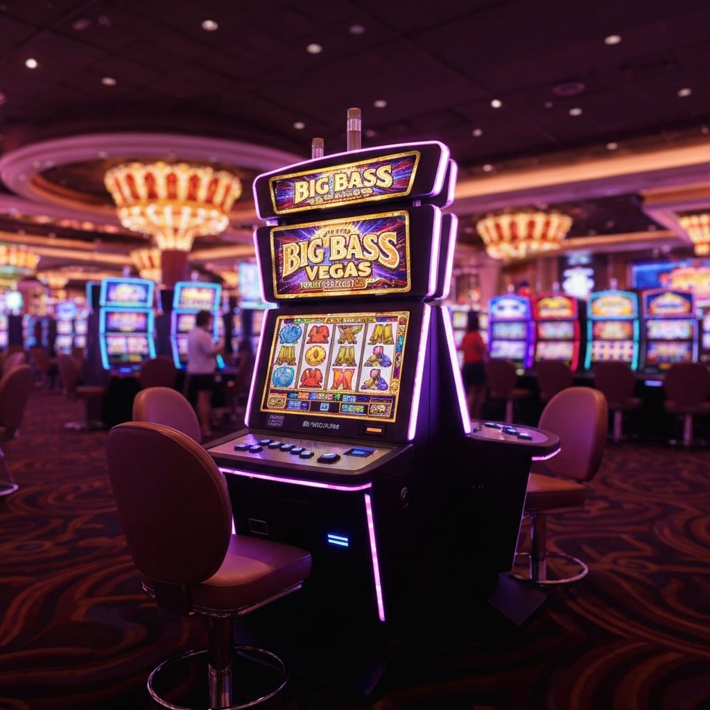 Big Bass Vegas Double Down Deluxe Persone che giocano alle slot machine in un casinò